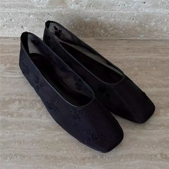 Damen Ballerinas mit floralem Design aus feinem Netzmaterial EB