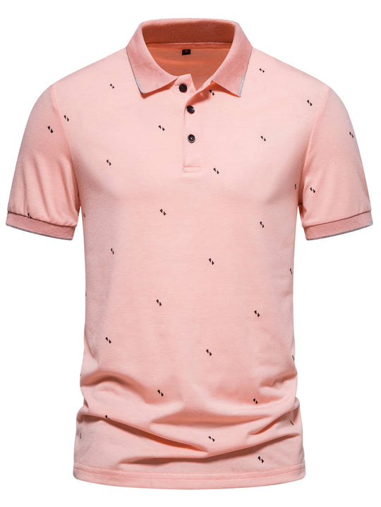Herren Polohemd mit modischem Druck und hochwertigem Baumwollmaterial EB