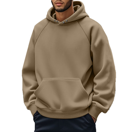 Unisex nan weicher Baumwollfleece Kapuzenpullover mit Kängurutasche und Raglanärmeln EB