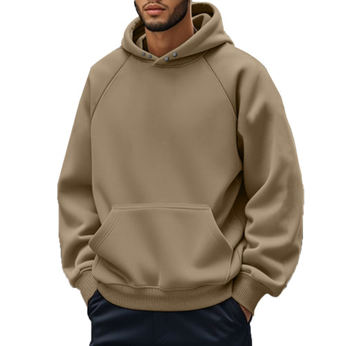 Unisex nan weicher Baumwollfleece Kapuzenpullover mit Kängurutasche und Raglanärmeln EB