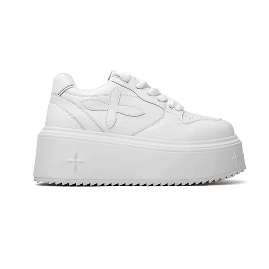Damen Plateau-Chunky-Sneaker mit Blumenapplikation und Netz-Einsatz EB