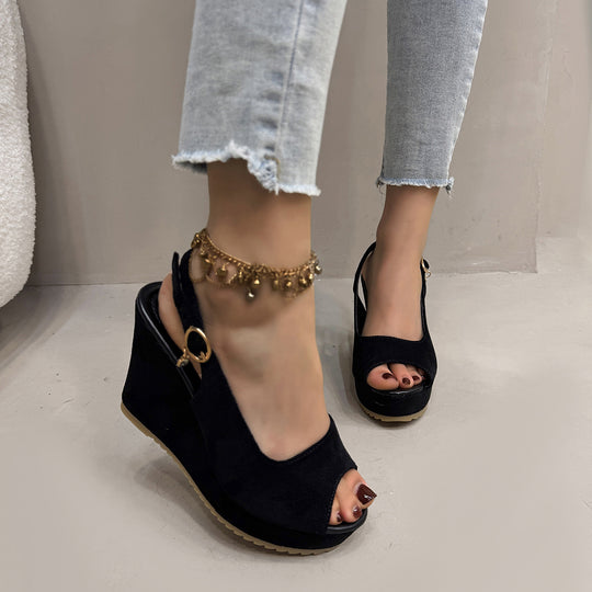 Damen Wedge-Sandalen mit modischem Perlen-Detail EB