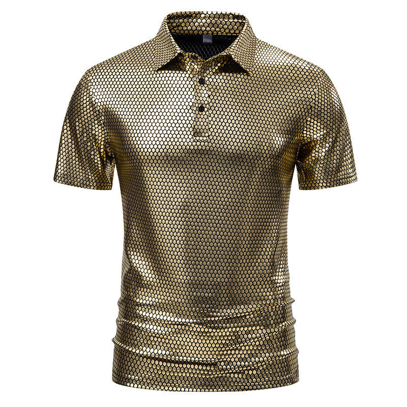 Herren Poloshirt mit glänzendem Honigwaben-Muster EB