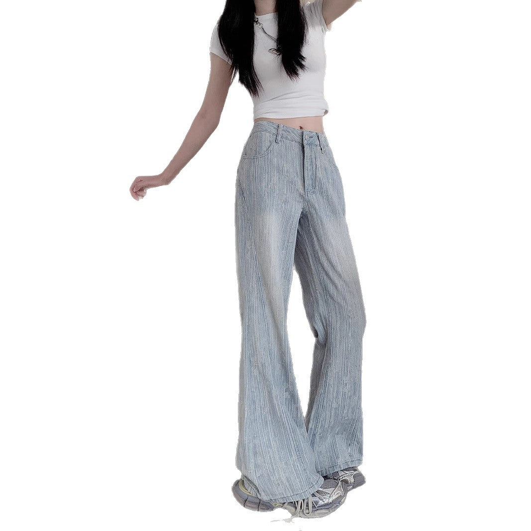 Damen Weite Jeans im lässigen Vintage-Stil mit einzigartigem Strukturdesign EB