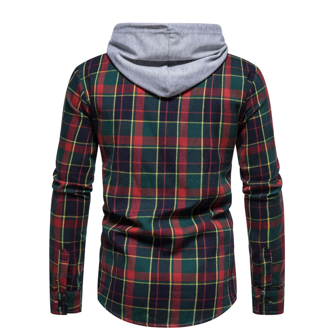 Herren Flanellhemd mit Kapuze und kariertem Design EB