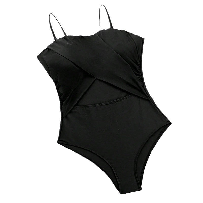 Damen Einteiliger Badeanzug mit modischem Wickel-Design EB