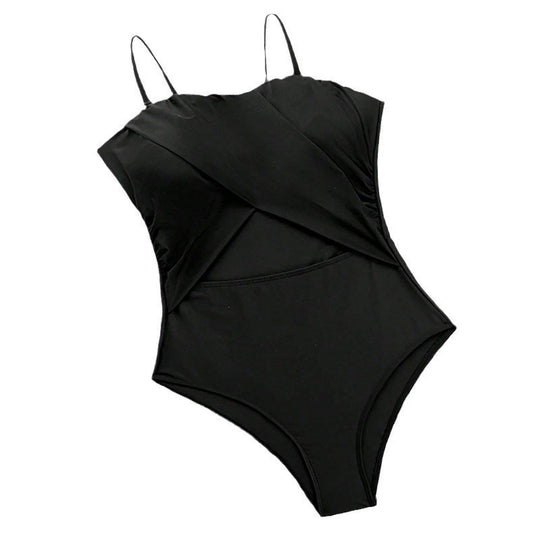 Damen Einteiliger Badeanzug mit modischem Wickel-Design EB
