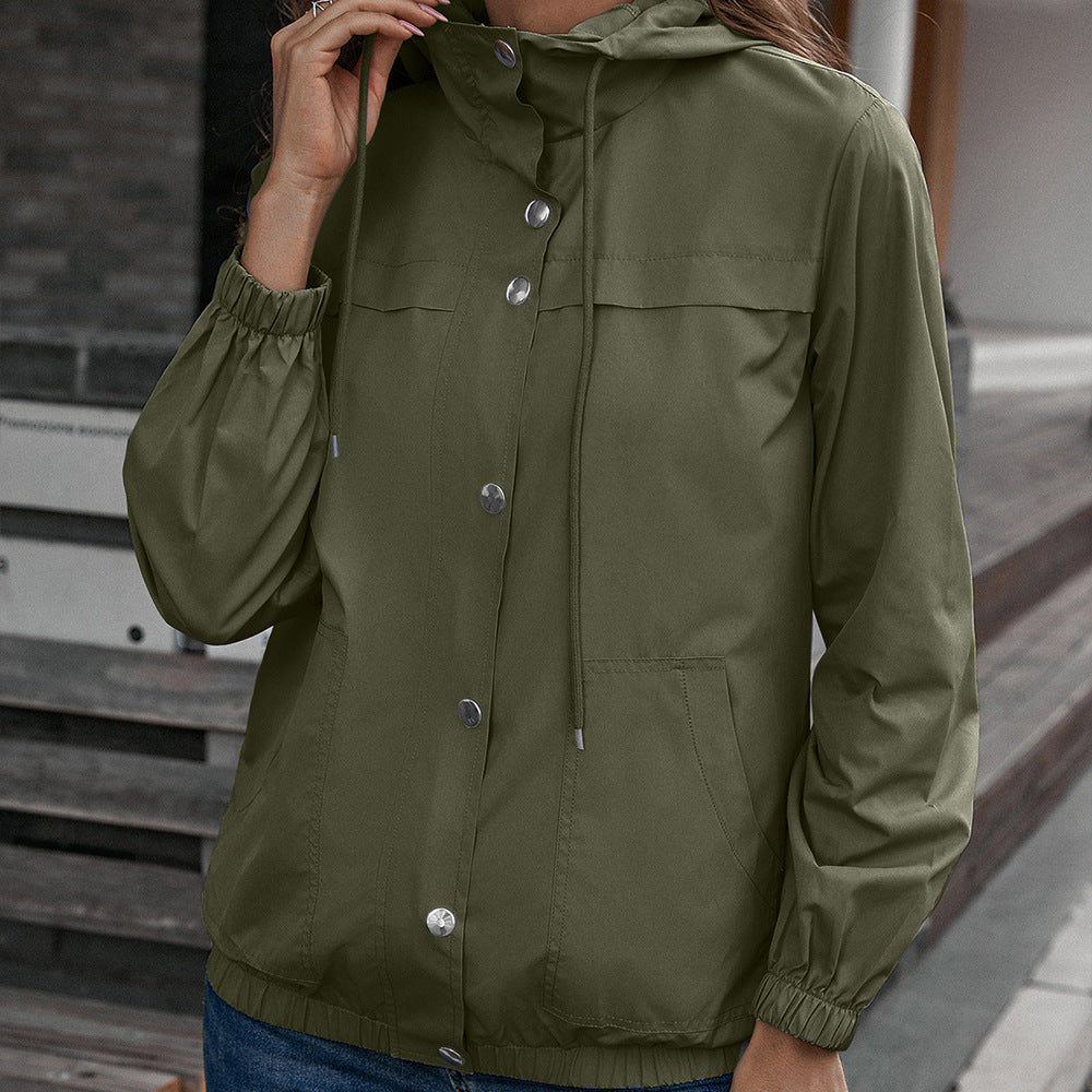 Damen Leichte Übergangsjacke mit modischem Kapuzen-Design und praktischen Taschen EB