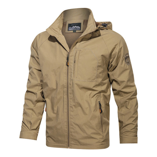 Herren nan leichte wasserabweisende Softshell Outdoorjacke mit Kapuze Brusttasche EB