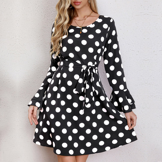 Damen Legeres Polka-Dot Kleid EB