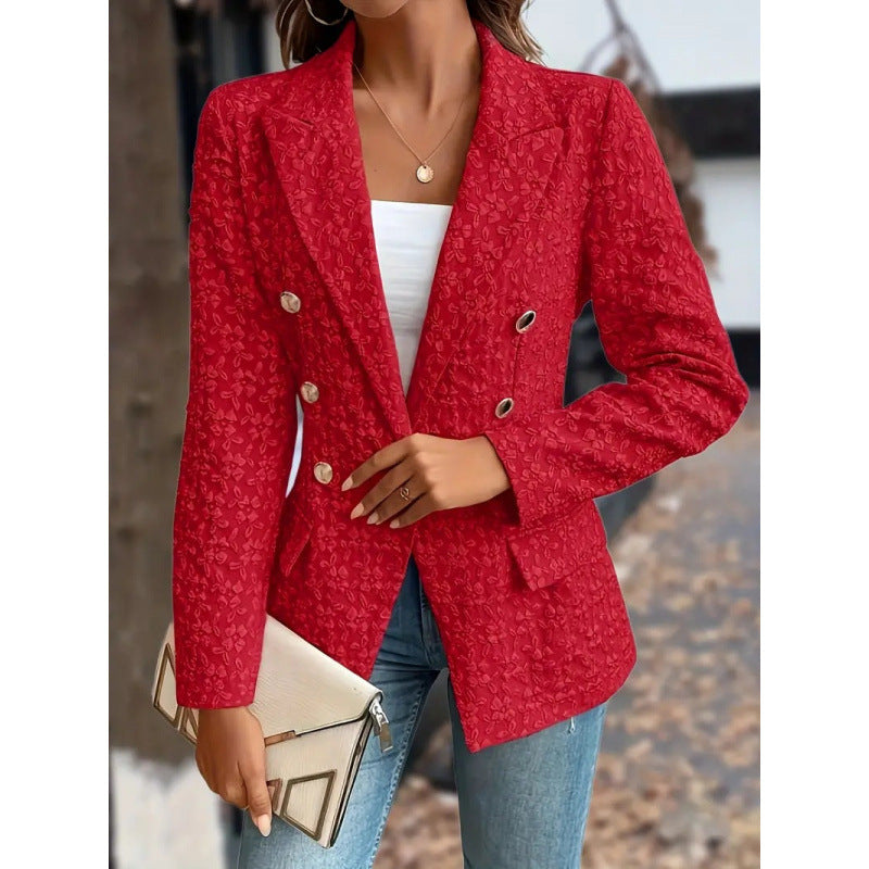 Damen Eleganter Blazer mit strukturiertem Muster und doppelter Knopfleiste EB