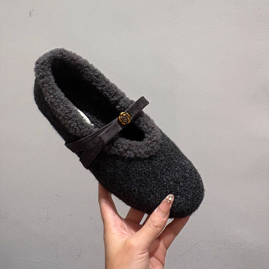 Damen Kuschel-Hausschuhe aus weichem Fleece mit dekorativem Riemchen EB