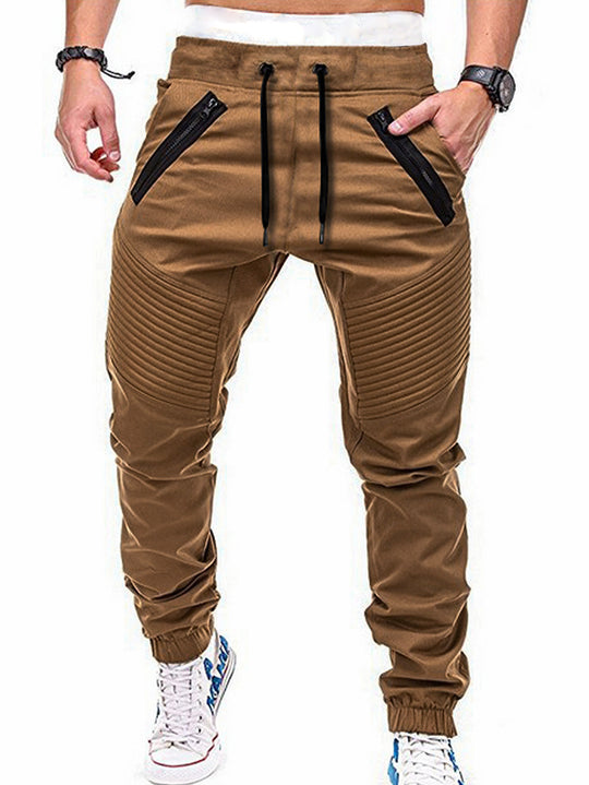 Herren Freizeit Jogginghose mit kontrastierenden Reißverschlusstaschen und elastischem Bund EB