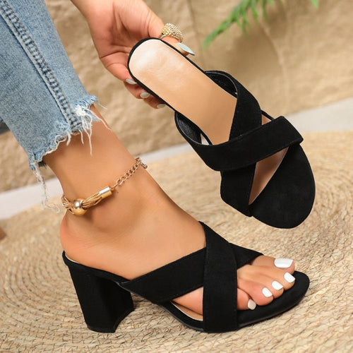 Damen modische Slingback-Sandalen mit raffiniertem Riemen-Design EB