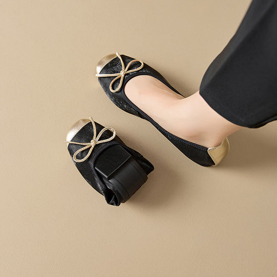 Damen elegante Ballerinas mit dekorativer Schleifenverzierung und hochwertigem Obermaterial EB