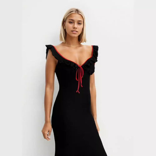Damen Fließendes Maxikleid mit Rüschendetails EB