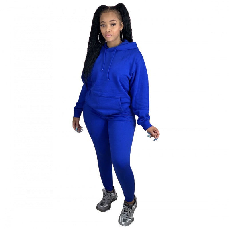 Damen Zweiteiliges Freizeitset mit Oversize Kapuzenpullover und Leggings mit hohem Bund, schmaler Passform EB