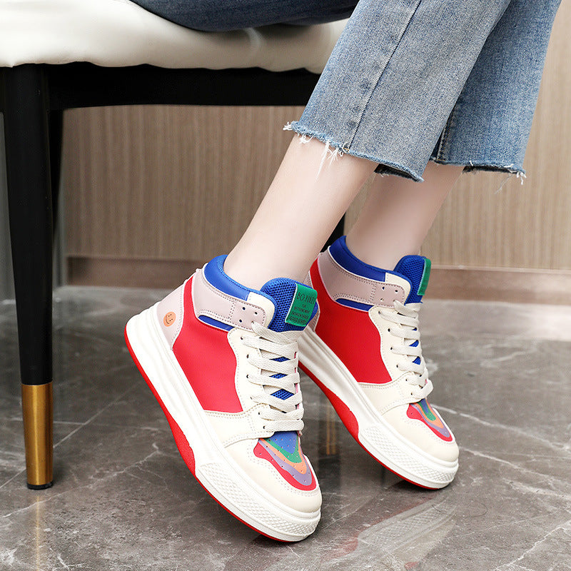 Damen modische High-Top Sneakers mit bunten Akzenten und atmungsaktivem Obermaterial EB