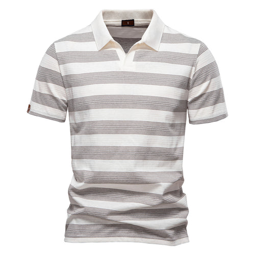 Herren Polo-Shirt mit stylischem V-Ausschnitt und modernem Streifenmuster EB
