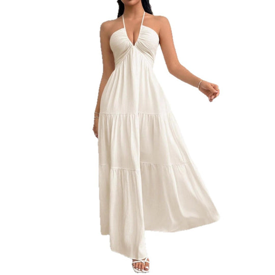 Damen Maxikleid mit schulterfreiem Design und Faltenwurf EB