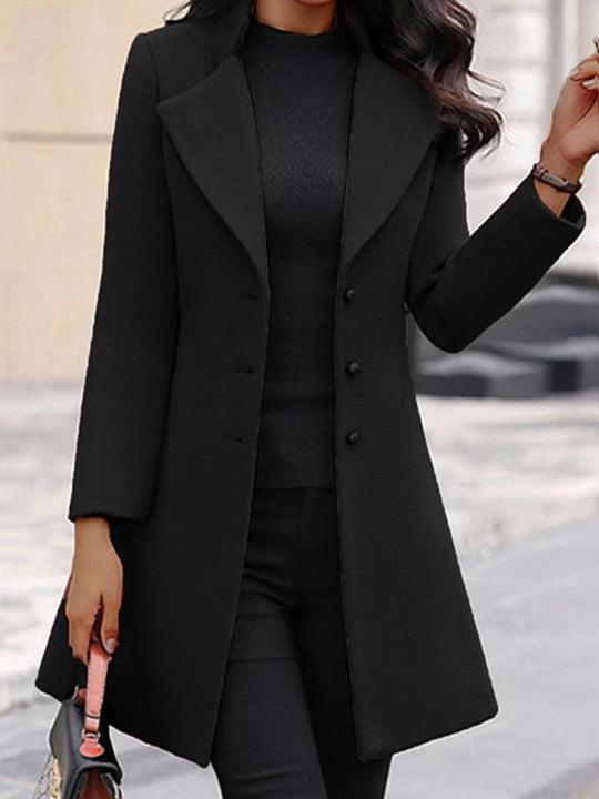 Damen Eleganter Mantel mit modernem Kragen und praktischen Knöpfen EB