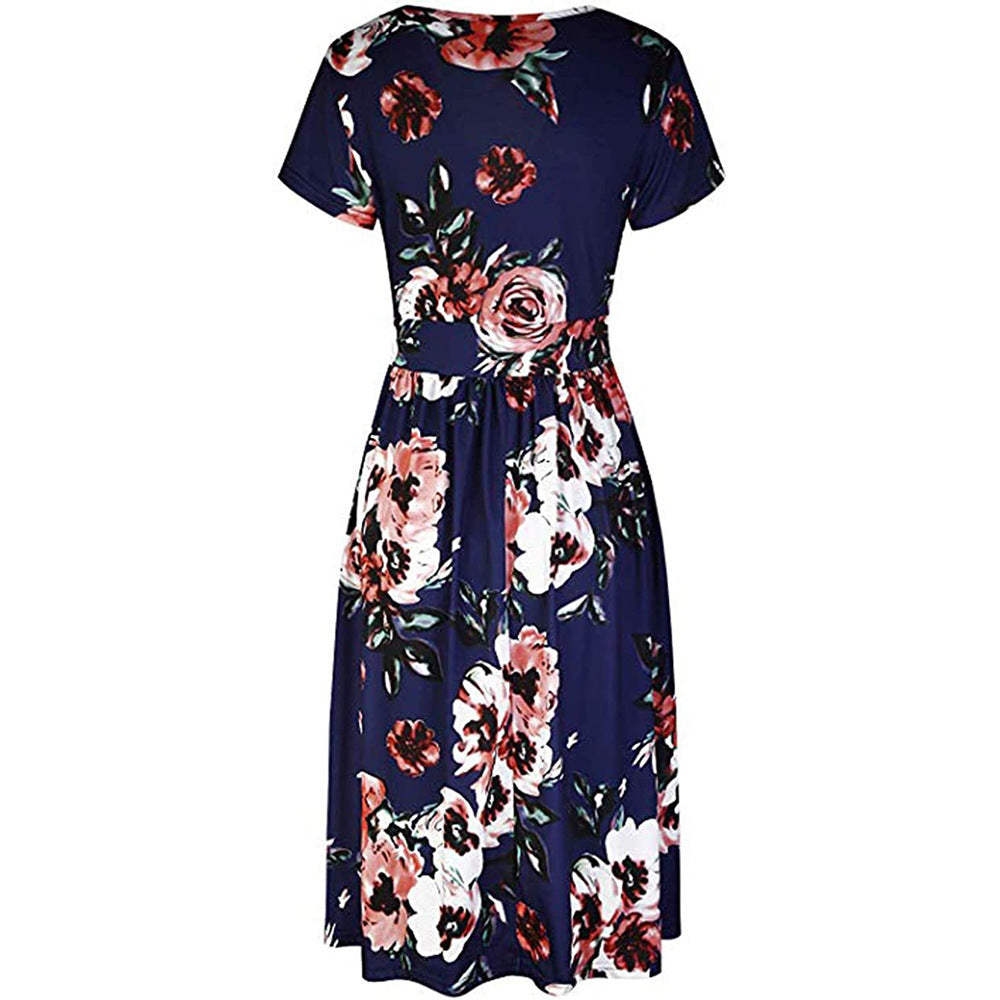 Damen Wickelkleid mit floralen Prints und schlanker Taille EB