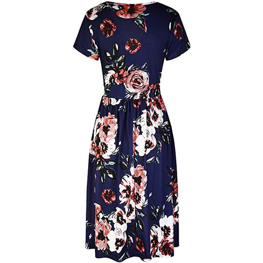 Damen Wickelkleid mit floralen Prints und schlanker Taille EB