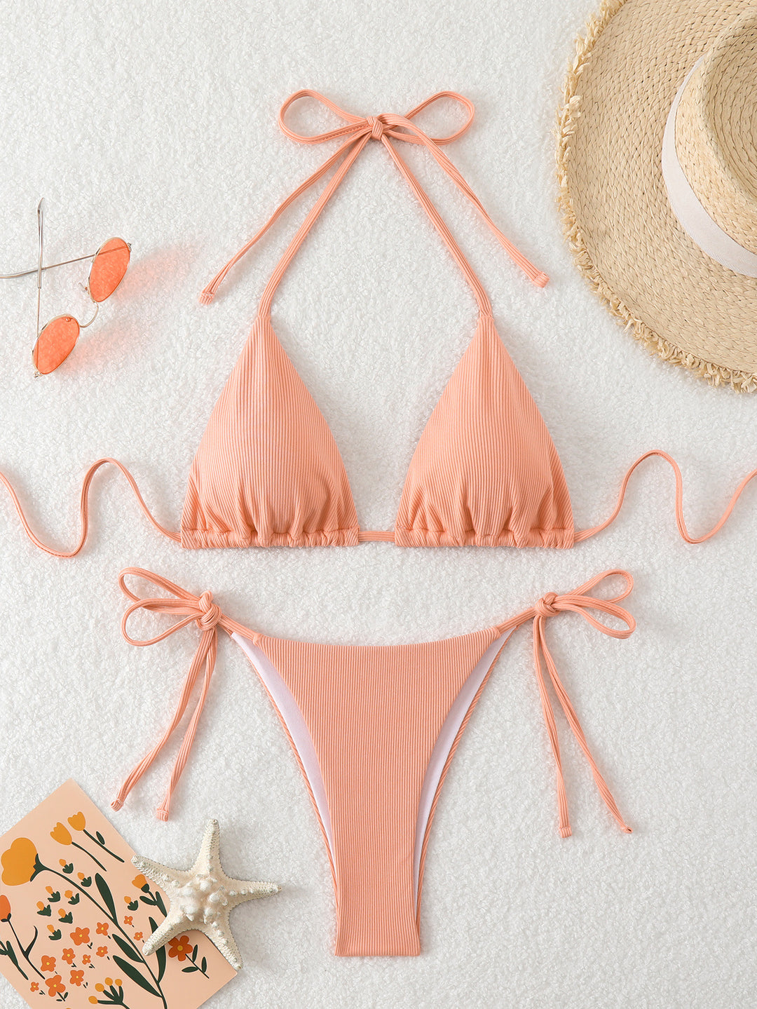 Damen Triangel-Bikini mit verstellbaren Riemen und raffinierten Details EB