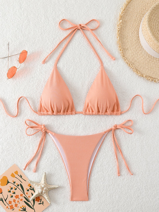 Damen Triangel-Bikini mit verstellbaren Riemen und raffinierten Details EB