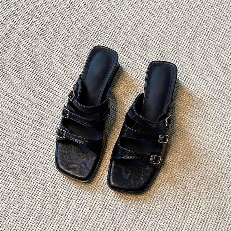 Damen modische Slingback Sandalen mit dekorativen Riemen und eleganten Schnallen EB