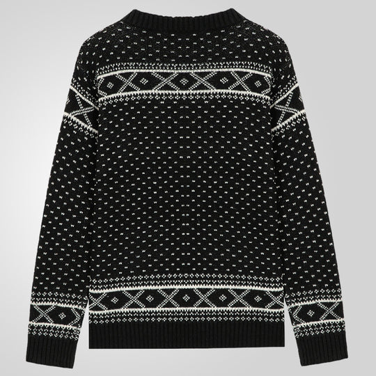 Herren Strickpullover mit traditionellem Norweger-Muster und hohem Kragen EB