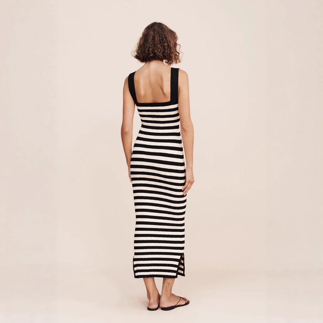 Damen Maxikleid mit gestreiftem Design EB