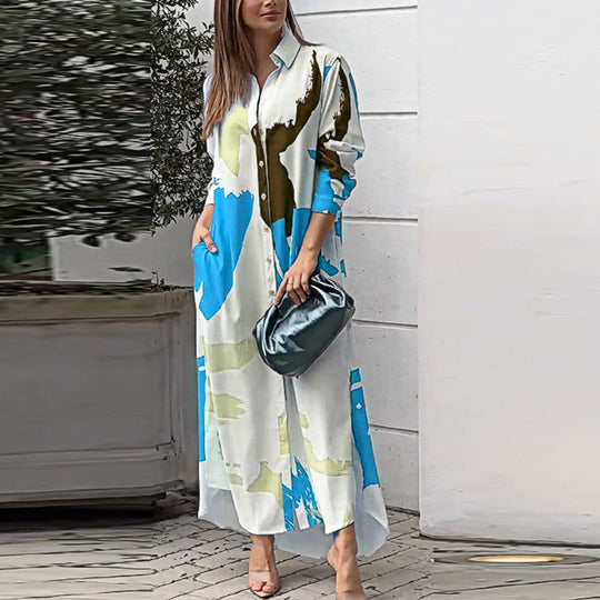 Damen Maxi-Hemdrobe mit buntem Kunstdesign EB