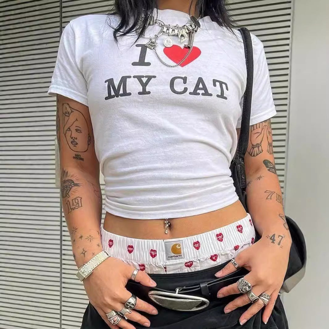 Damen Crop-T-Shirt mit kreativem Bärenmotiv und witzigem Spruch EB