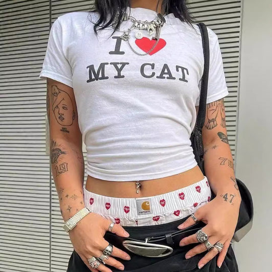 Damen Crop-T-Shirt mit kreativem Bärenmotiv und witzigem Spruch EB