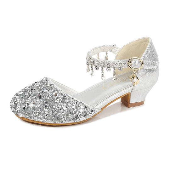 Mädchen Glitzernde Ballerina-Sandalen mit hohen Absatz und Anhänger EB