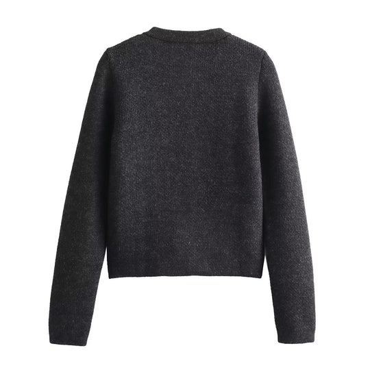 Damen Strickjacke mit dekorativen Knöpfen und Taschen EB