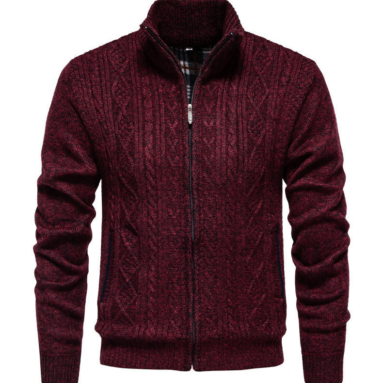 Herren Strickjacke mit hohem Kragen und Reißverschluss EB