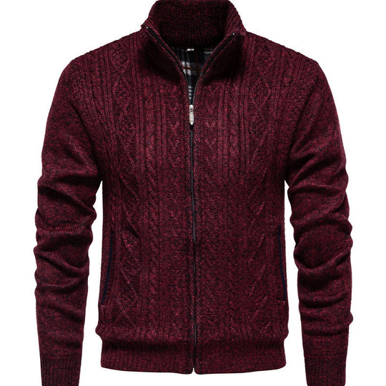 Herren Strickjacke mit hohem Kragen und Reißverschluss EB