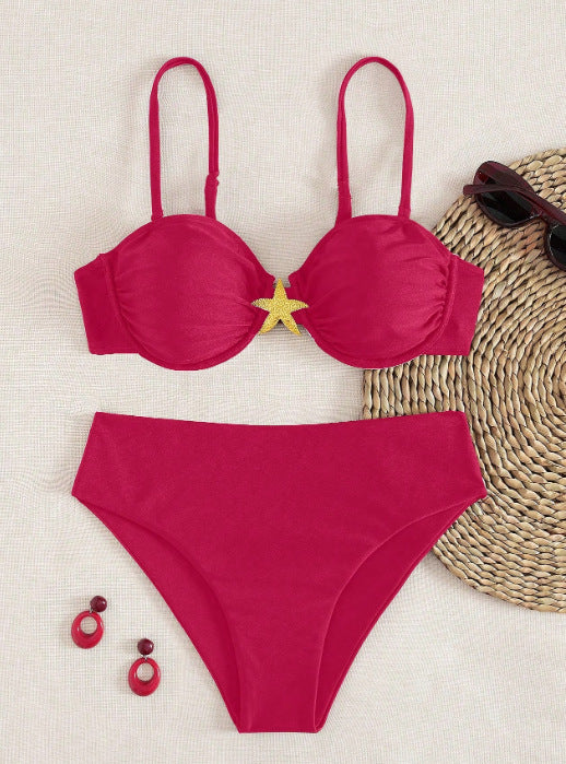Damen Balconette-Bikini mit dekorativen Sternen EB
