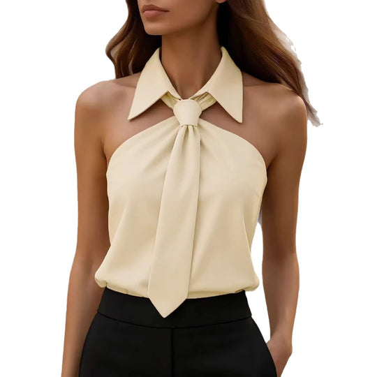 Damen Bluse mit elegante Kragen- und Bindebanddetail EB