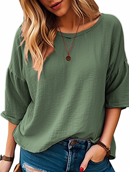 Damen Oversized Langarmshirt aus weich strukturiertem Material EB