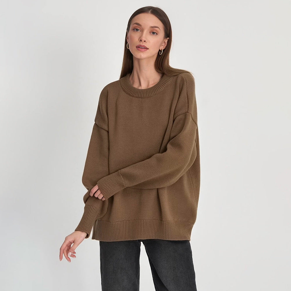 Damen Bequemer Oversized Pullover aus hochwertigem Strick EB