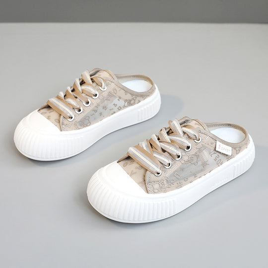 Damen Slip-On Sneakers mit atmungsaktiver Mesh-Oberfläche und elastischen Schnürsenkeln EB