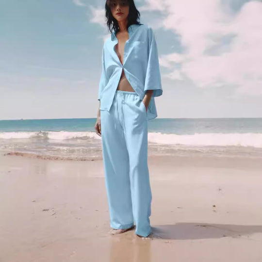 Damen lässiges Satin-Set EB