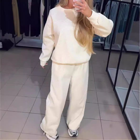 Damen Sportliches Lounge-Set mit gepunktetem Muster und elastischem Bund EB