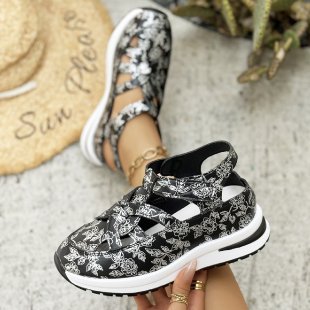 Damen Sportliche Sandalen mit floralem Muster EB