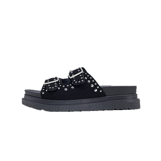 Damen Komfortable Riemensandalen mit modischem Glitzerakzenten und verstellbaren Schnallen EB