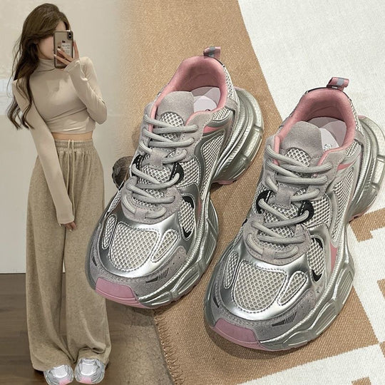 Damen Leichte Sport-Sneaker mit atmungsaktiven Mesh-Einsätzen und dämpfender Sohle EB