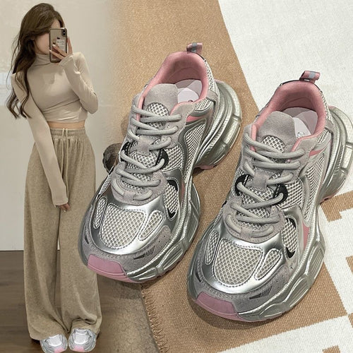 Damen Leichte Sport-Sneaker mit atmungsaktiven Mesh-Einsätzen und dämpfender Sohle EB
